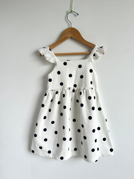Zara White Polkadot Flutter Sleeve Tank Dress • 3-4 years