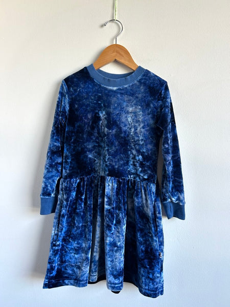 Minti Melbourne Blue Velour Dress • 4-5 years