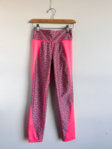 Gap Pink Patterned Stretchy Yoga Pant Leggings • 8-9 years