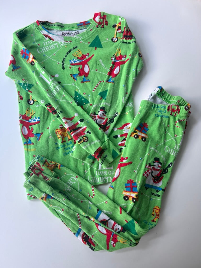 Books to Bed 2pc Green 12 Days of Christmas Jammies • 5 years *