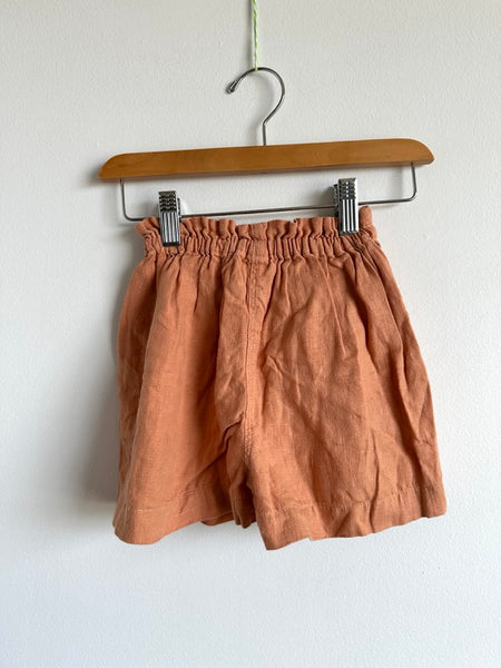 Red Creek Linen Orange Paper Bag Waist Shorts • 2-4+ years