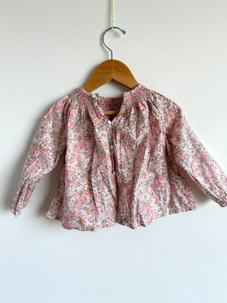 Bonpoint Long Sleeve Smocked Pink Top • 18-24 months