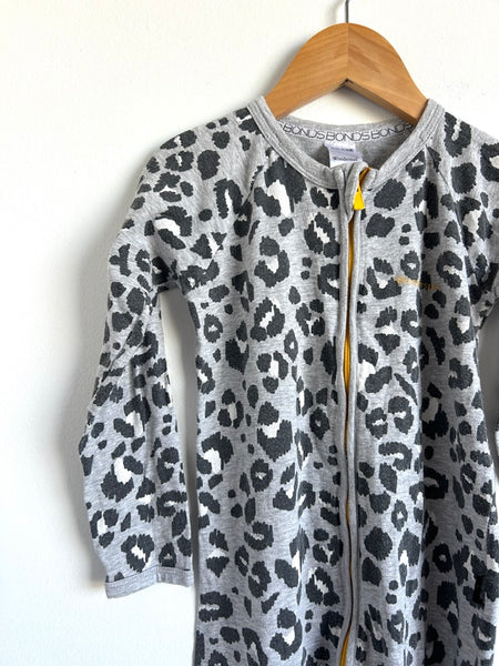 Bonds Grey Leopard Zip Romper • 3 years