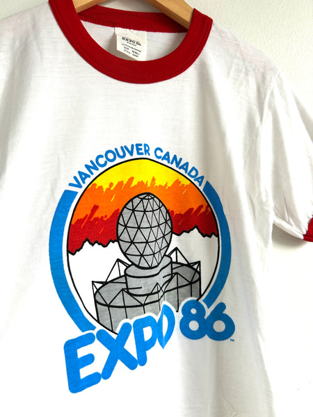 NEW Vintage Expo 86 T-Shirt with Red Trim • 8-10 years