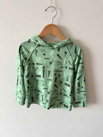 Patagonia Sun Hoodie Green Pattern • 3-4 years