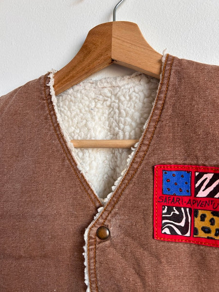 Vintage Please Mum "Safari Adventure" Brown Canvas Vest • 4-7 years