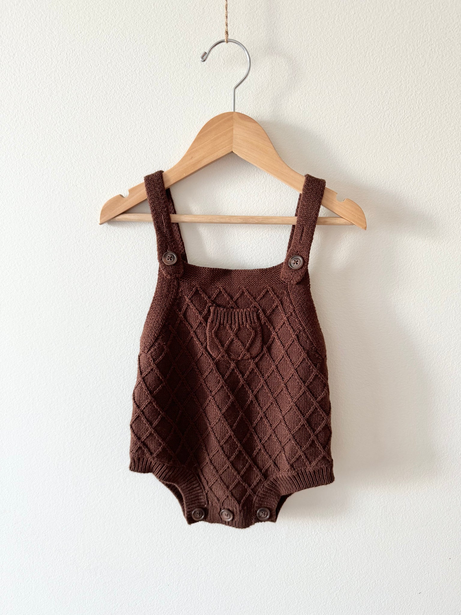 Jamie Kay Brown Knit Bubble Romper • 1 year