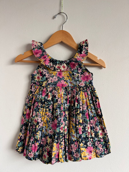 Gap Blue Floral Tank Dress with Collar • 12-18 months