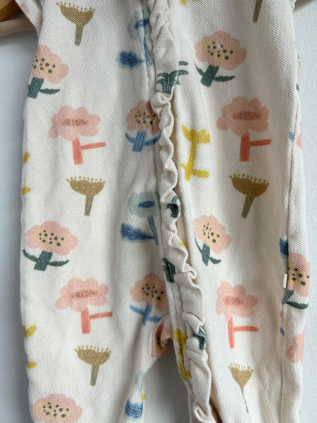 Wilson and Frency Textured Short Sleeve Floral Ruffle Romper • 3-6 months