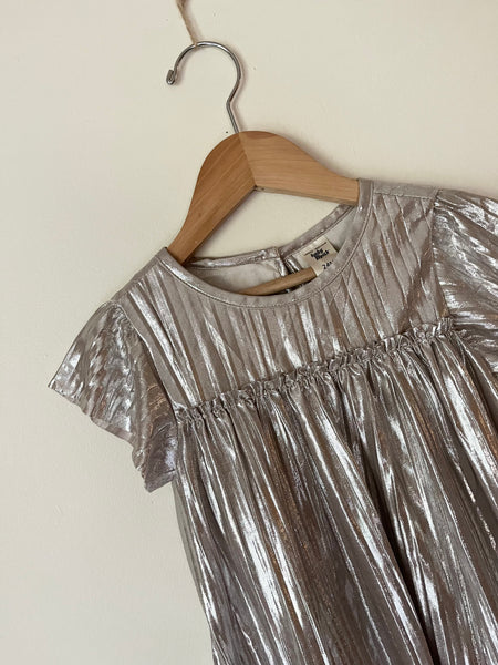 OshKosh Silvery Short Sleeve Pleated Dress • 2-3 years