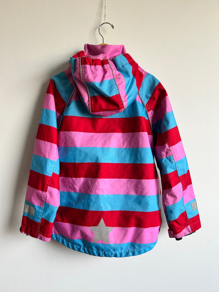 Villvervalla Pink, Blue, Red Striped Rainjacket • 9-10 years (134cm)