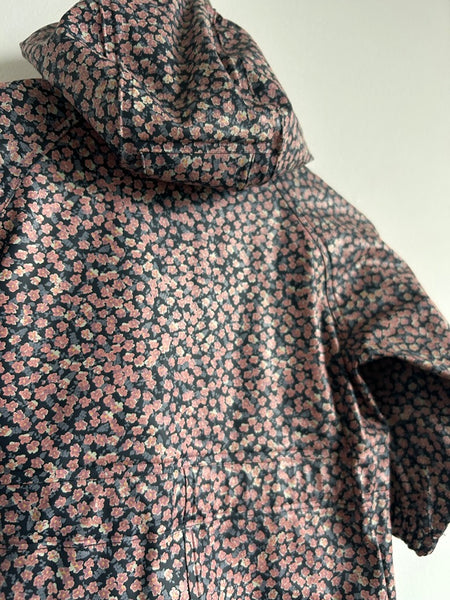 Wheat Pink and Blue Floral Rubberized Rainsuit • 18-24 months