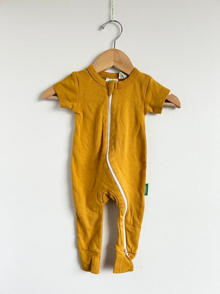 Parade Organics Yellow Shortie Cotton Zip Romper • 0-3 months