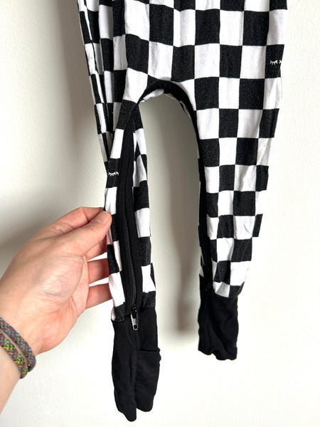 Little Sleepies Black and White Checkered Zip Romper • 6-12 months