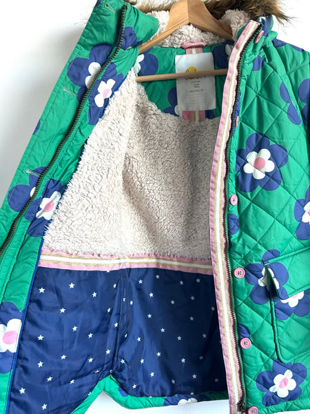 Mini Boden Green Floral Quilted Long Jacket • 9-10 years