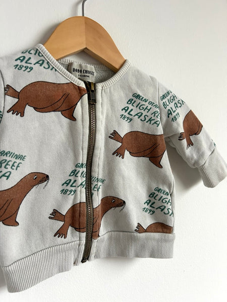 Bobo Choses Walrus Zip Up Cardigan • 3-6 months