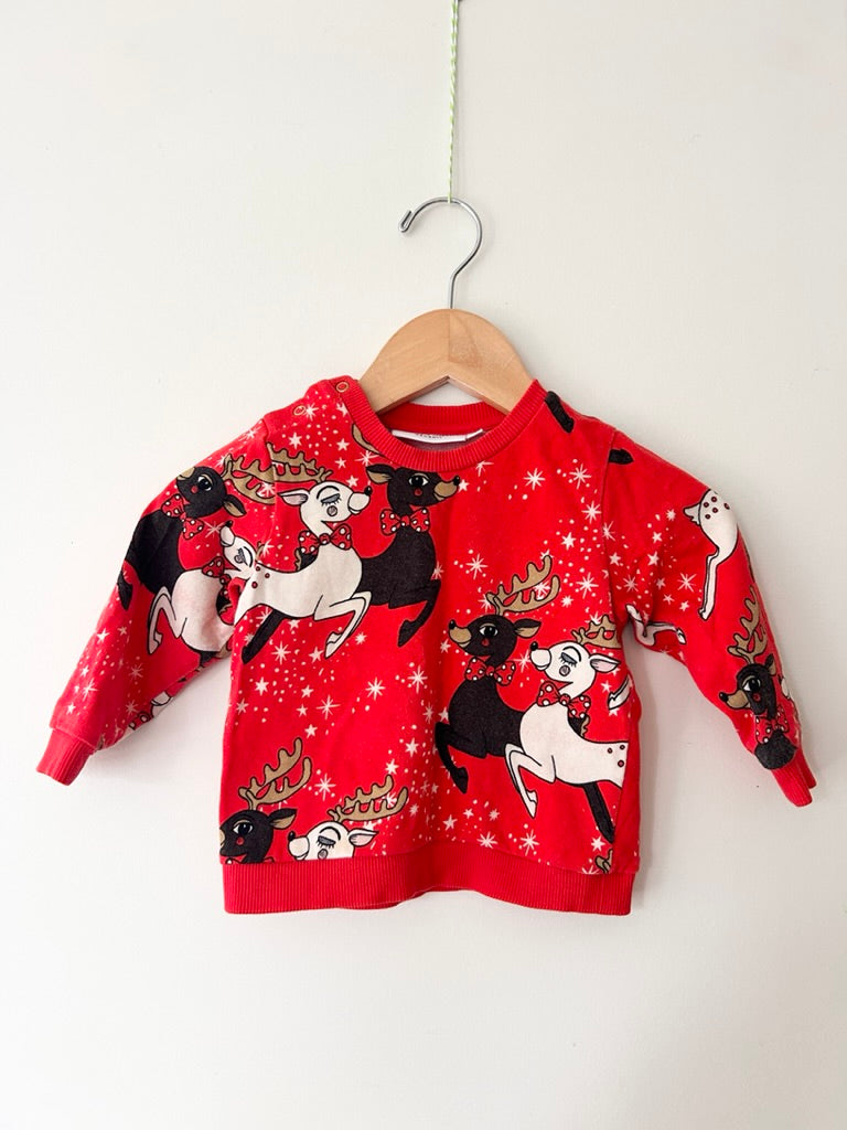Mini Rodini Reindeer Red Sweatshirt • 6-12 months (68-74cm) *