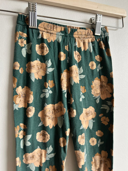 Little and Lively Green Peony Leggings • 5 years