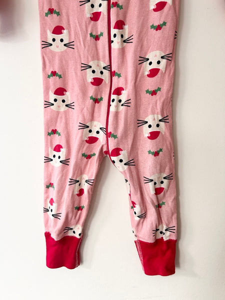 Hanna Andersson Pink Santa Cats Romper • 12-18 months *