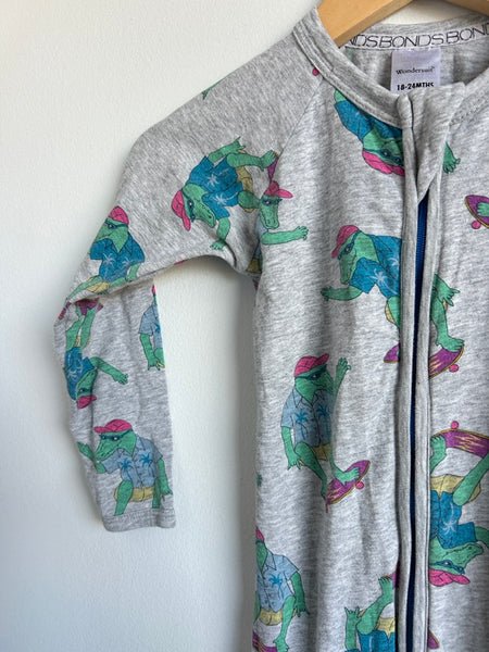 Bonds Crocodile Skateboard Zip Romper • 18-24 months