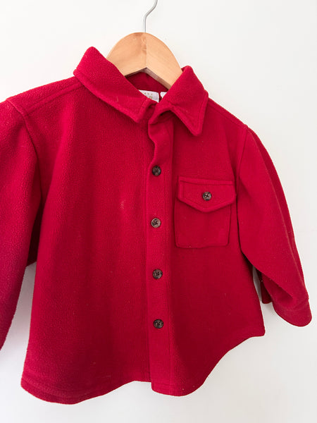 Vintage Gap Red Fleece Button Up Shirt • 2-3 years *