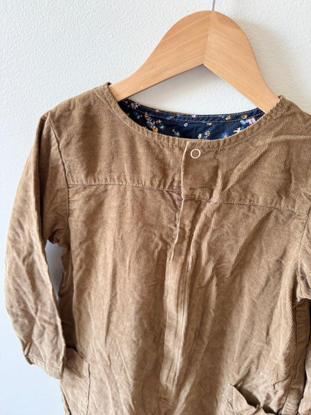 Petits Vilains Brown Thin Corduroy Boiler Suit • 4-5 years