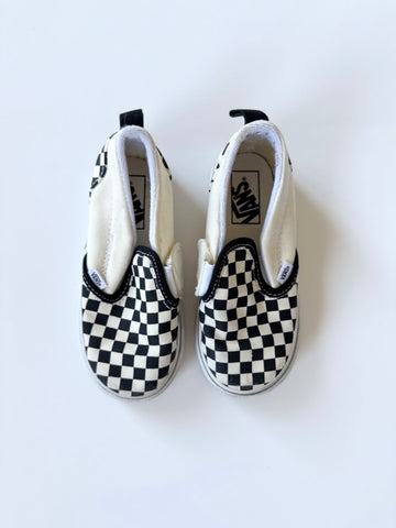 Vans Checkered Slip On Shoes with Velcro • 9c