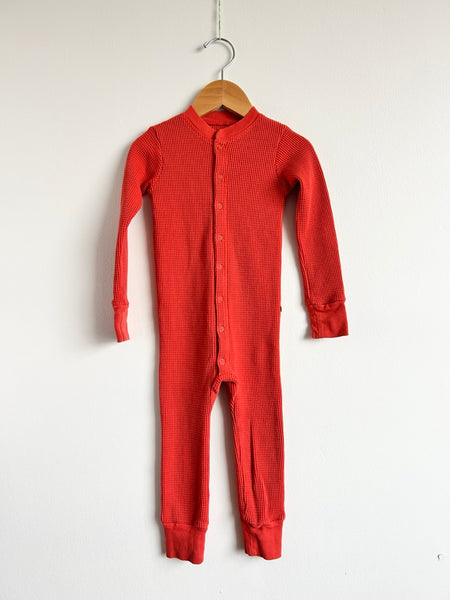 Noble Red Cotton Waffle Romper • 3-4 years