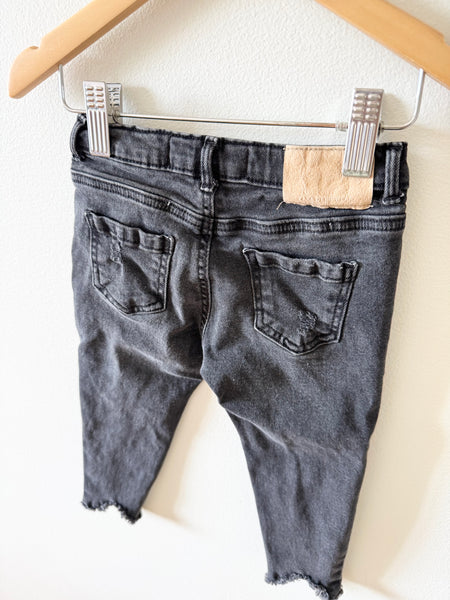 Zara Black Distressed Denim Pants • 12-18 months