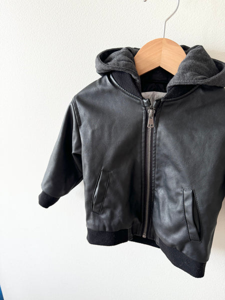 Zara Hooded Leather Jacket • 6-12 months