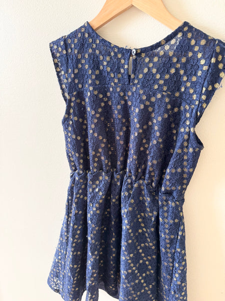 Pastourelle Gold and Blue Tank Dress • 7-8 years
