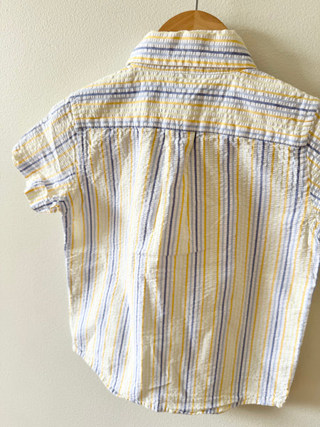 Janie and Jack Seersucker Button Up Collared Shirt • 3-4 years