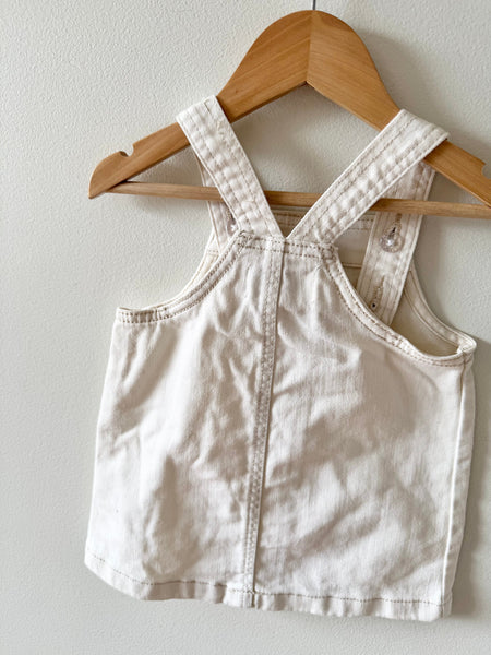 Old Navy White Denim Overall Dress • 12-18 months