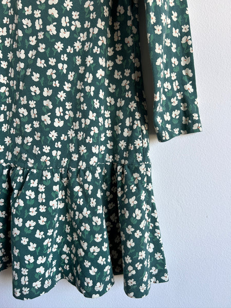 John Lewis Long Sleeve Green Floral Dress • 6-7 years