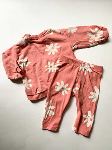 H&M 2pc Pink Floral Set • 4-6 months