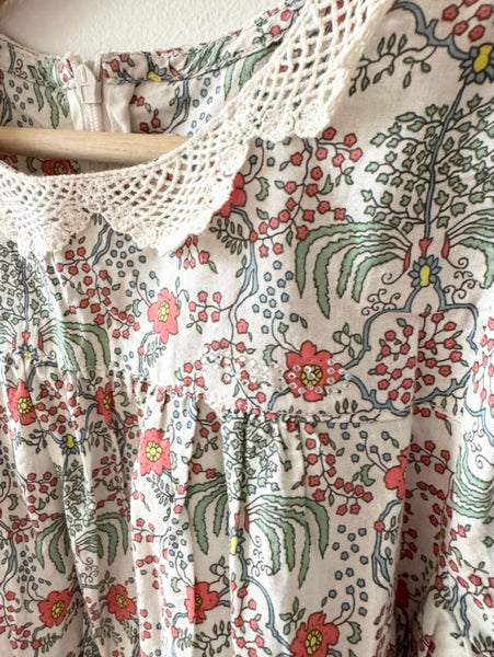 Floral Cotton Top with Lacy Collar • 5-7 years