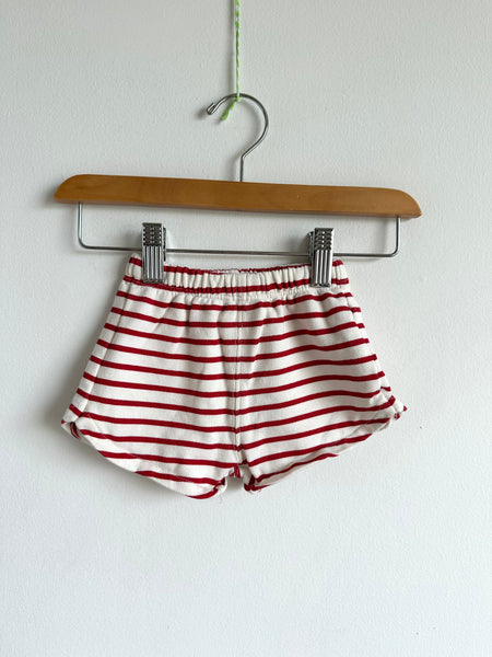 Zara Red and White Striped Cotton Shorts • 3-6 months