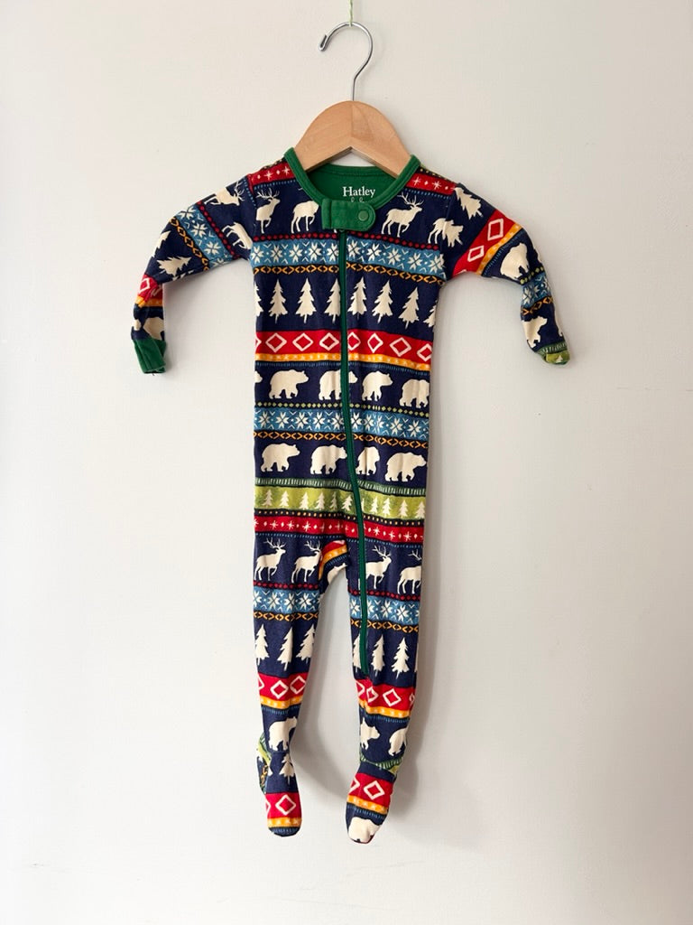 Hatley Fair Isle Style Blue and Green Sleeper • 6-12 months *