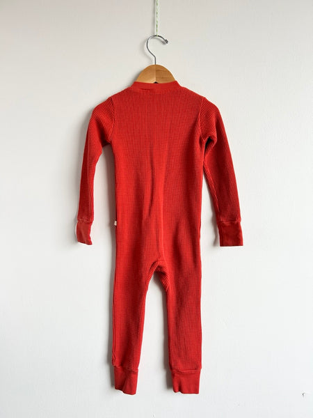 Noble Red Cotton Waffle Romper • 3-4 years