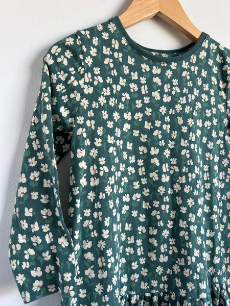John Lewis Long Sleeve Green Floral Dress • 6-7 years