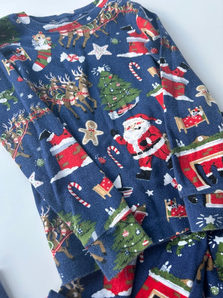 Books to Bed 2pc Blue Holiday Santa Jammies Set • 4 years *
