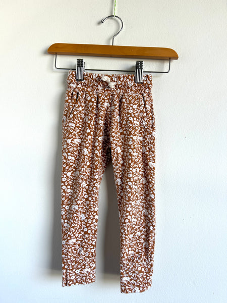 Mebie Baby Brown and White Floral Joggers • 2 years