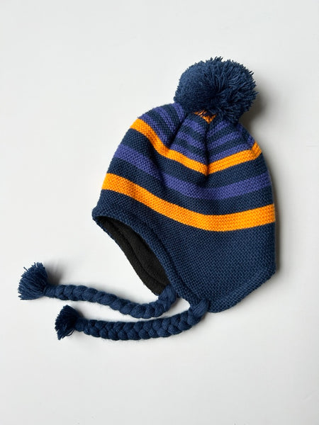 Kombi Fleece Lined Blue Knit Toque with Pom Pom • 2-6 (One Size)