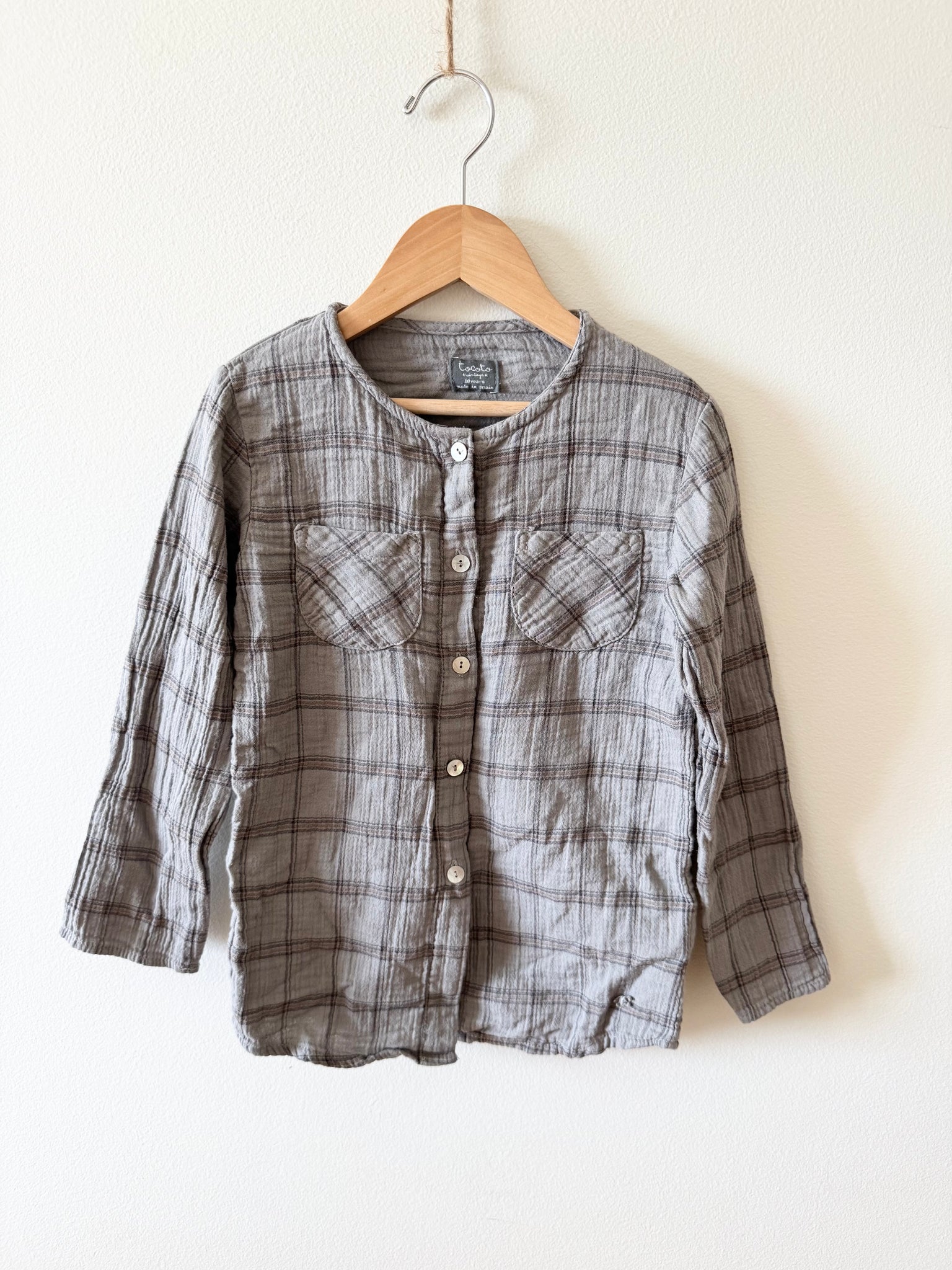 Tocoto Vintage Checkered Button Up Top • 7-9 years