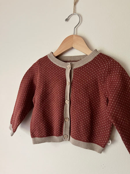 Wheat Red Button Cardigan • 12-18 months