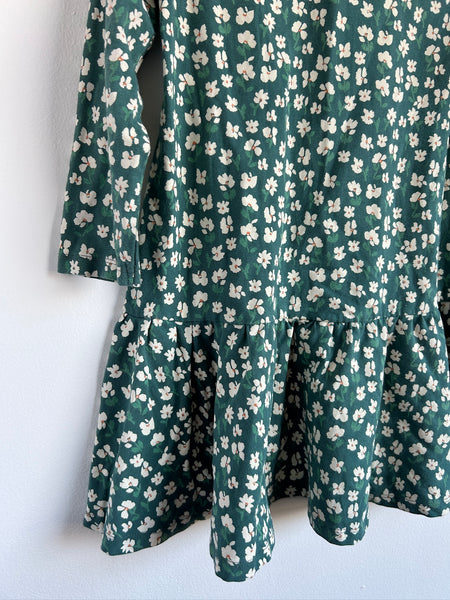 John Lewis Long Sleeve Green Floral Dress • 6-7 years
