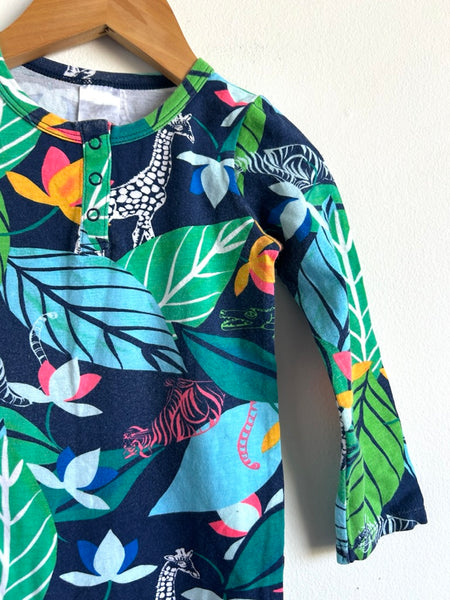 Bonds Navy Multi Coloured Animals and Plants Onesie • 18-24 months
