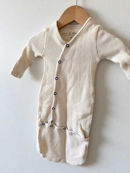 Fin and Vince White Waffle Cotton Bundler Suit • Newborn
