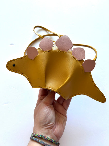 Yellow Pleather Dinosaur Purse