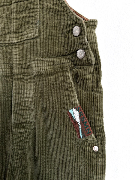 Souris Mini Green Corduroy Overalls • 4-5 years